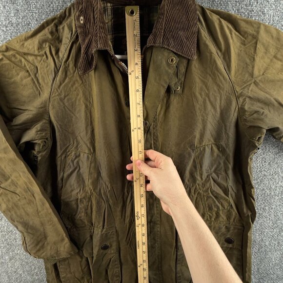 Barbour Bedale A100 Green Size 36 Waxed Jacket Men Outdoors Snap Zip Hunting - Picture 4 of 16